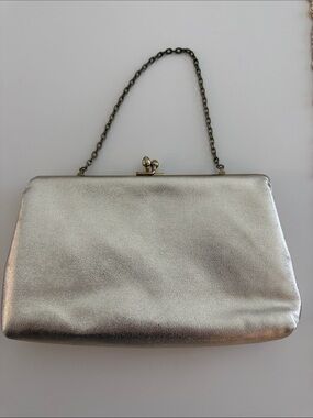 Vintage Metallic Gold Evening Clutch with Chain Handle